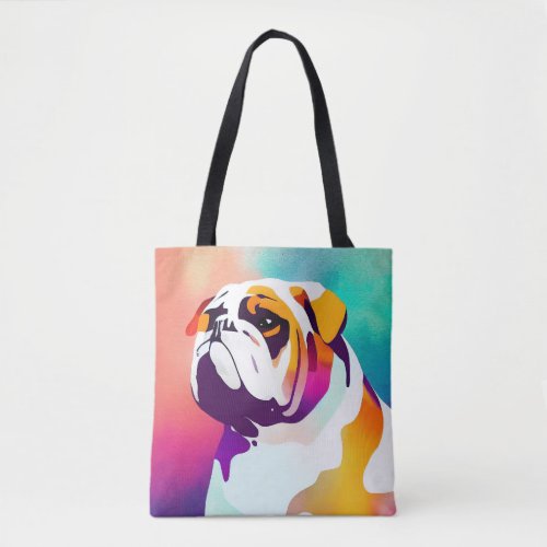 English Bulldog Dog Wild Nature Animal Painting Tote Bag