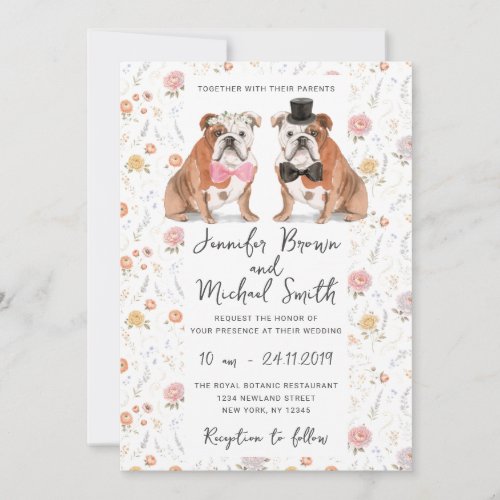 English Bulldog Dogs Lover Wedding Invitation