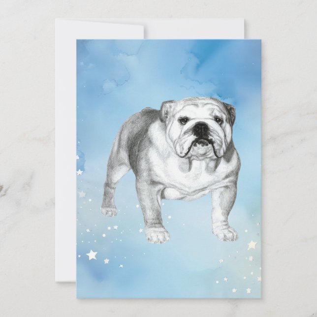 English Bulldog drawing Invitation (Front)