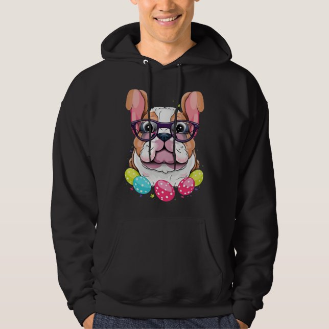 English Bulldog Easter Bunny Dog Costume Boys Girl Hoodie (Front)