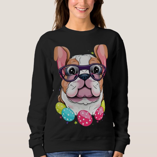 English Bulldog Easter Bunny Dog Costume Boys Girl Sweatshirt (Front)
