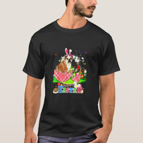 English Bulldog Easter Bunny Eggs T_Shirt