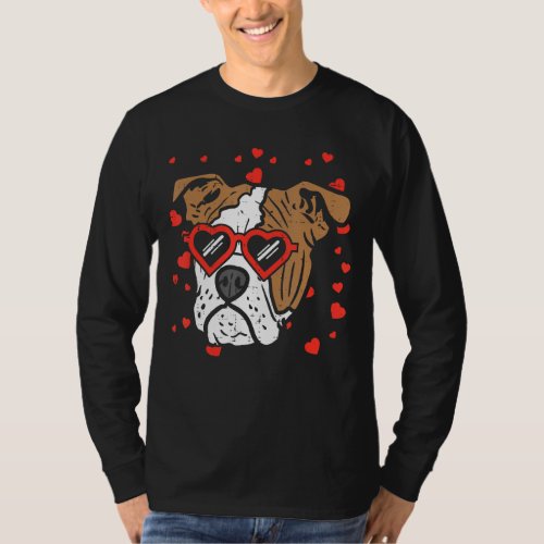 English Bulldog Face Heart Glasses Valentines Day  T_Shirt