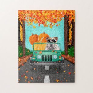 English Bulldog Fall Pumpkin  Jigsaw Puzzle