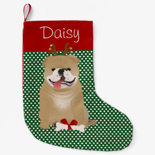 English Bulldog Fawn Color Personalized Small Christmas Stocking