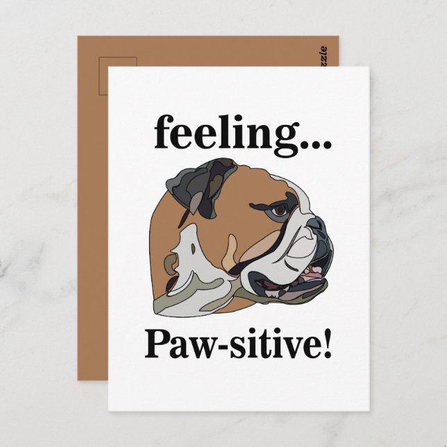 English Bulldog Feeling Pawsitive Pet Face Postcard (Front/Back)