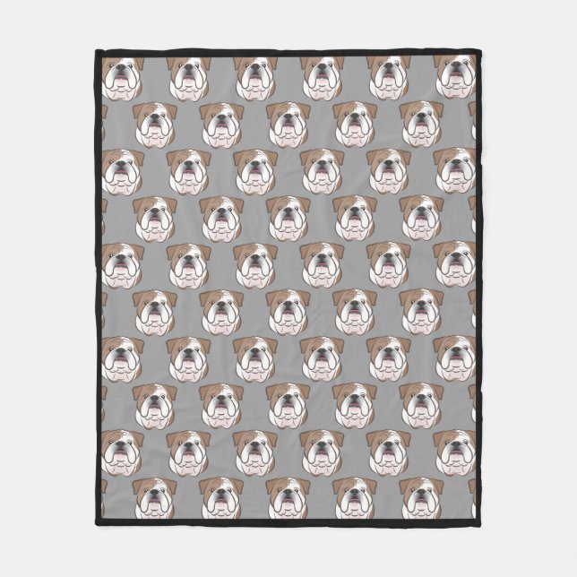 English Bulldog Fleece Throw, Any Background Color (Front)