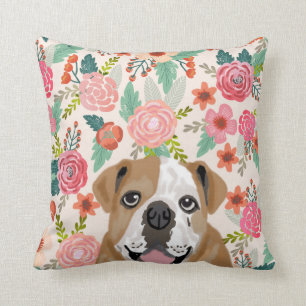 English bulldog florals pillow pet portraits