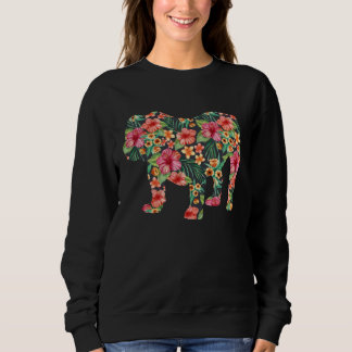 English Bulldog Flower  Dog Silhouette Floral Sweatshirt