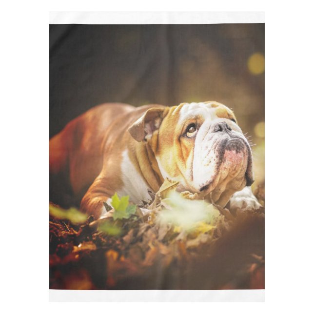 English Bulldog Forest Photo Tablecloth (Front)
