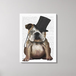 English Bulldog, Formal Hound and Hat Canvas Print
