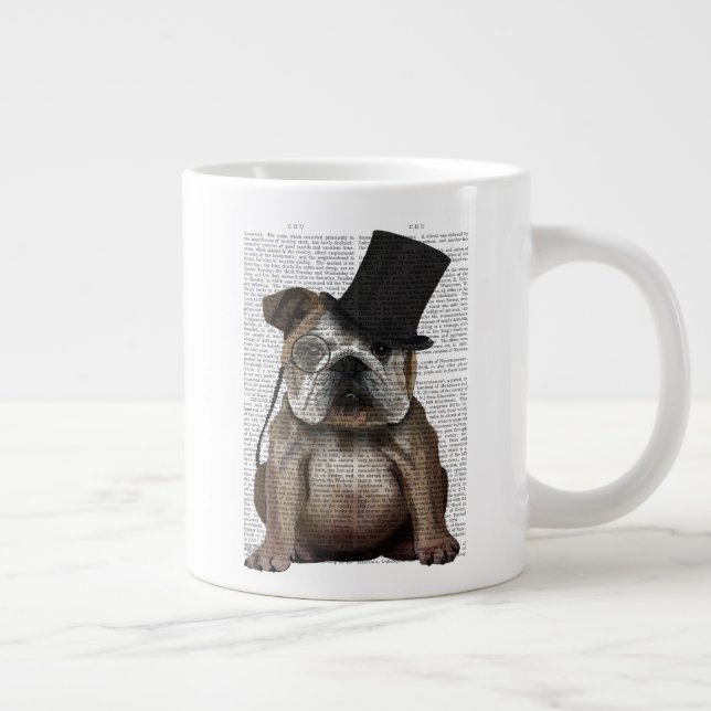 English Bulldog, Formal Hound and Hat Giant Coffee Mug (Right)