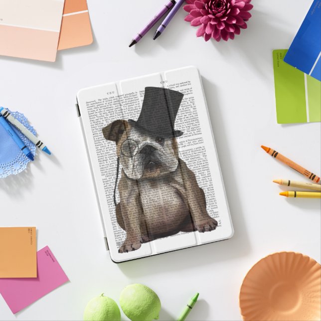English Bulldog, Formal Hound and Hat iPad Pro Cover (Desk)