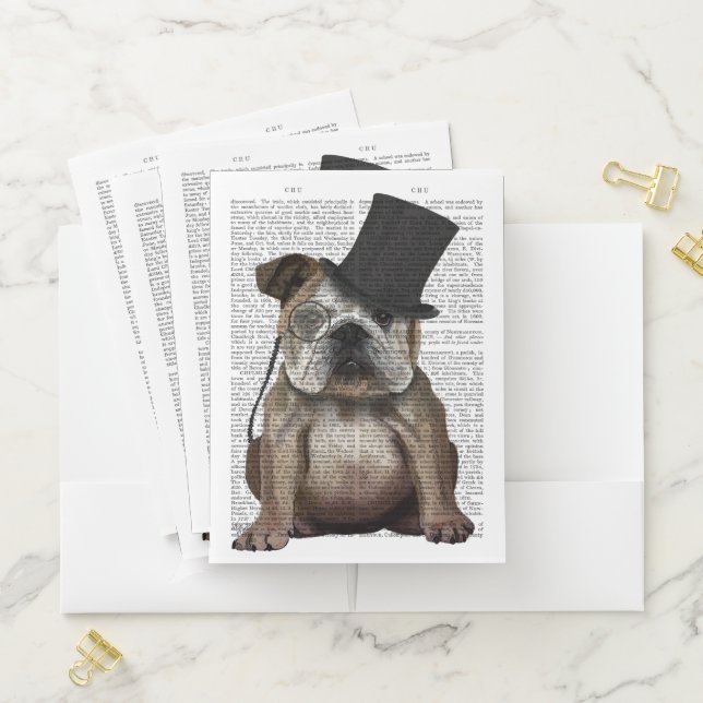 English Bulldog, Formal Hound and Hat Pocket Folder (In Situ)