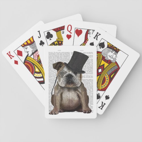 English Bulldog Formal Hound and Hat Poker Cards