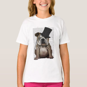 English Bulldog, Formal Hound and Hat T-Shirt