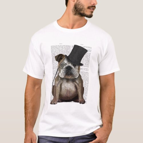 English Bulldog Formal Hound and Hat T_Shirt