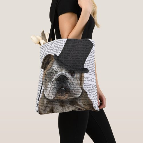 English Bulldog Formal Hound and Hat Tote Bag