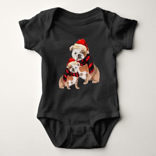 English Bulldog Funny Christmas Baby Bodysuit