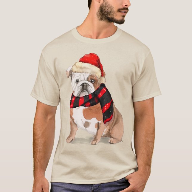 English Bulldog Funny Christmas Dog T-Shirt (Front)