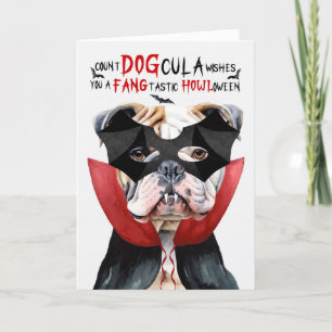 English Bulldog Funny Count DOGcula Halloween Holiday Card