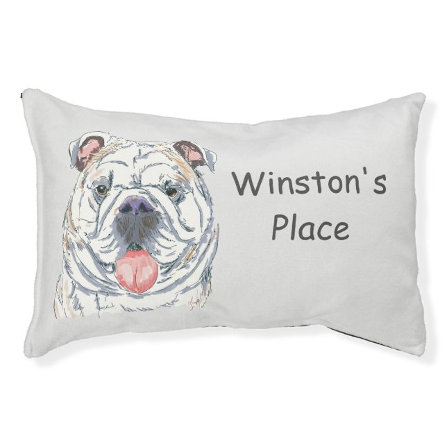 English Bulldog Funny Smiling Dog Personalized Pet Bed (Front)