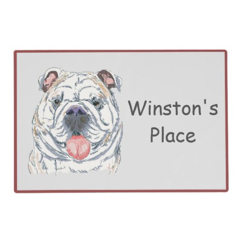 English Bulldog Funny Smiling Dog Personalized Placemat