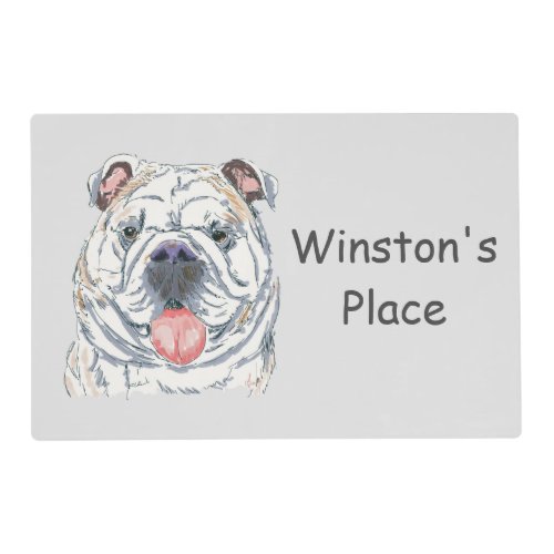 English Bulldog Funny Smiling Dog Personalized Placemat
