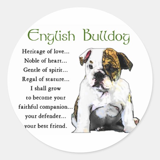 English Bulldog Gifts Classic Round Sticker