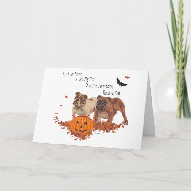 English Bulldog Halloween Card (Front)