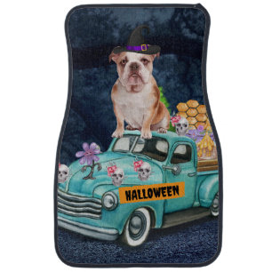 English Bulldog Halloween Truck Scary Night Car Floor Mat