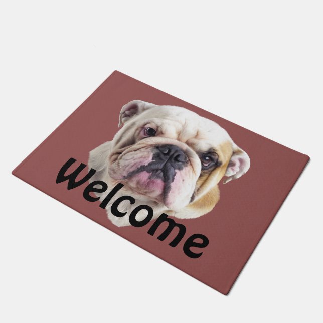 English Bulldog Head Doormat (Angled)