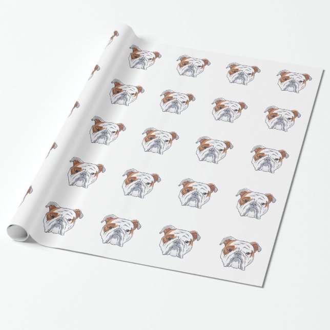 ENGLISH BULLDOG HEAD WRAPPING PAPER (Unrolled)