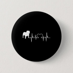 English Bulldog Heartbeat  Button