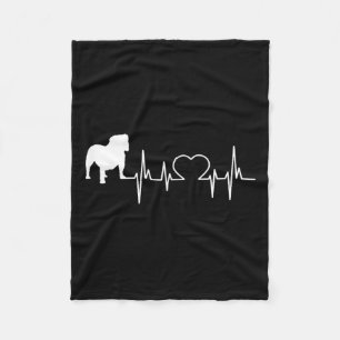 English Bulldog Heartbeat Fleece Blanket