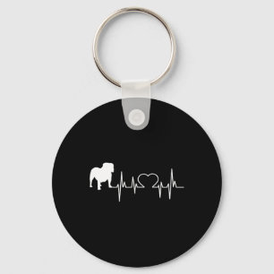 English Bulldog Heartbeat Keychain