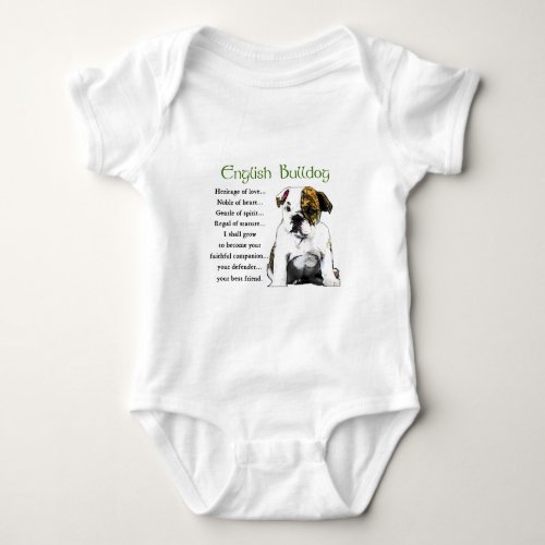 English Bulldog Heritage of Love Baby Bodysuit