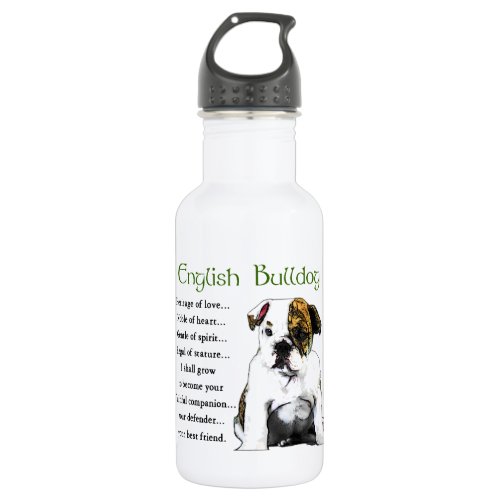 English Bulldog Heritage of Love Stainless Steel Water Bottle