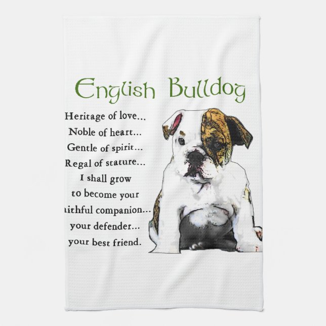 English Bulldog Heritage of Love Towel (Vertical)