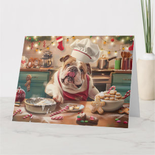 English Bulldog Holiday Baking: Festive Christmas Card