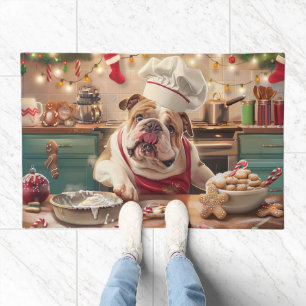 English Bulldog Holiday Baking: Festive Christmas Doormat