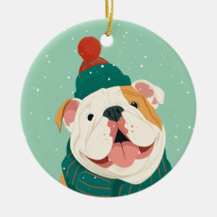 English Bulldog Holiday Keepsake Ceramic Ornament