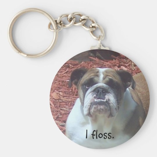 English Bulldog - I floss. Keychain