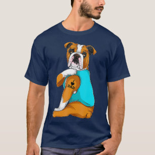 English Bulldog I Love Dad Tattoo Apparel Dog T-Shirt