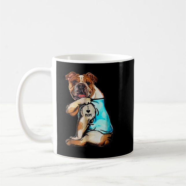 English Bulldog - I Love Mom Tattoo Mother's day g Coffee Mug (Left)