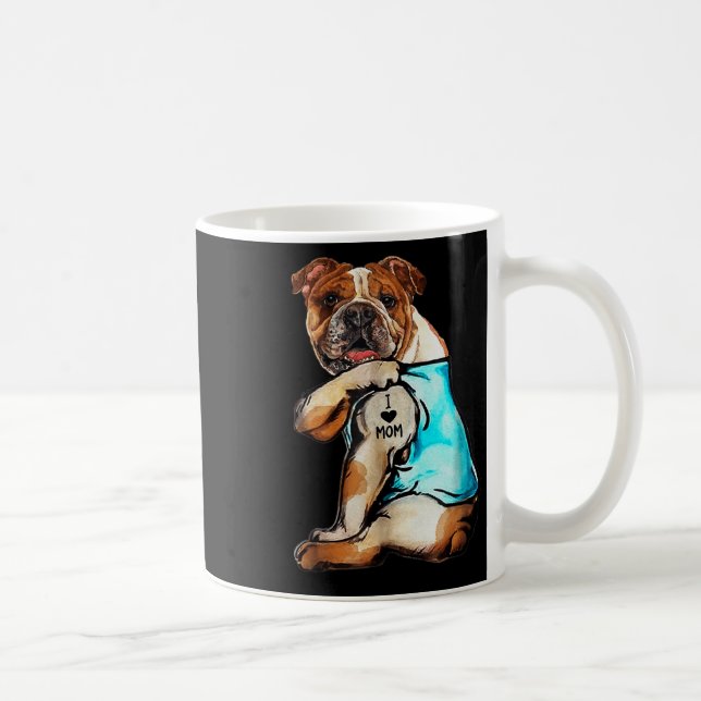 English Bulldog - I Love Mom Tattoo Mothers Day Gi Coffee Mug (Right)