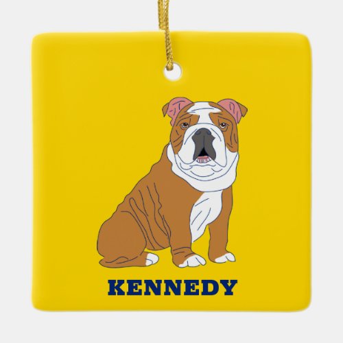 English Bulldog Illustration Custom Photo Ceramic Ornament