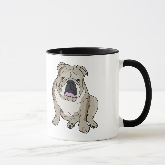 English Bulldog Illustration on Coffee Mug (Right)