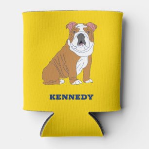 English Bulldog Illustration Personalized Can Cooler