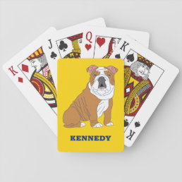 English Bulldog Illustration Personalized Playing Cards